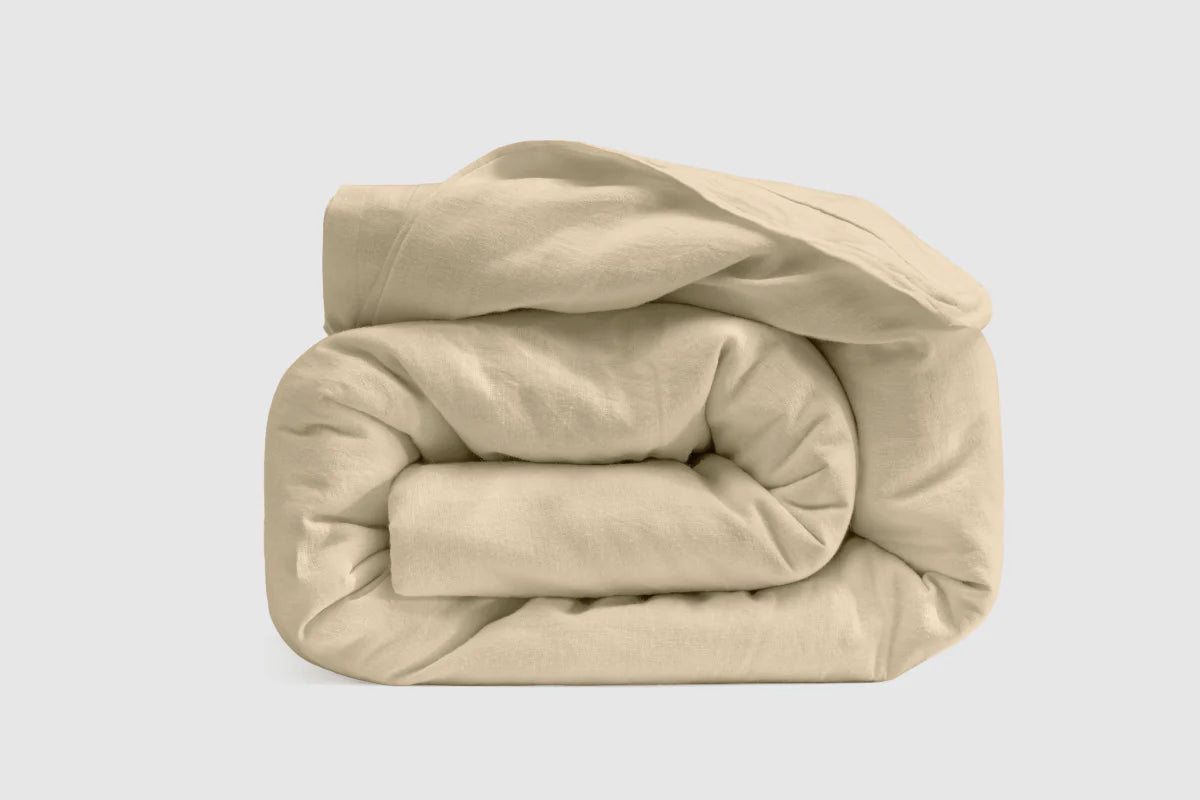 Linen-Cotton Duvet Cover - White / Full/Queen